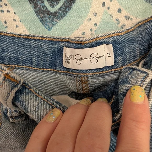 Two-Tone Light Denim Maxi Skirt 14 Slit Raw Hem Boho Indie Sleaze Pockets - Picture 7 of 8